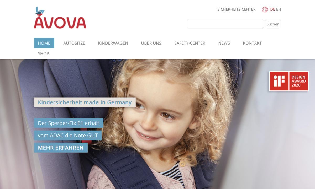 Screenshot der Marke Avova