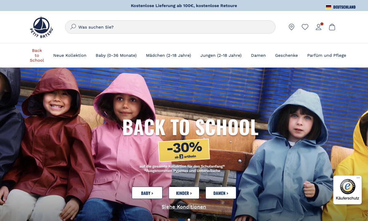 Screenshot der Marke Petit Bateau